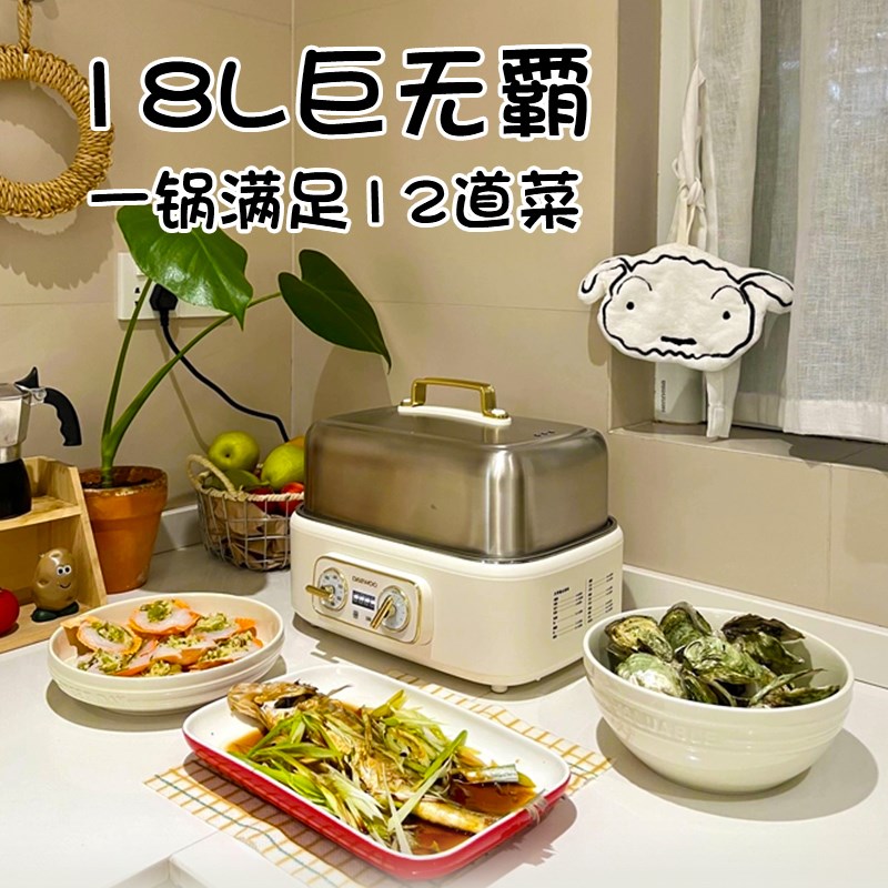 大宇电蒸锅家用不锈钢多功能锅蒸煮锅18L全自动预约保温电火锅s30