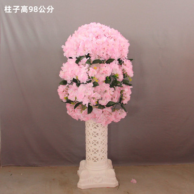 新款婚庆罗马柱路引开业花篮引路绢花欧式婚礼花柱庆典道具路引花