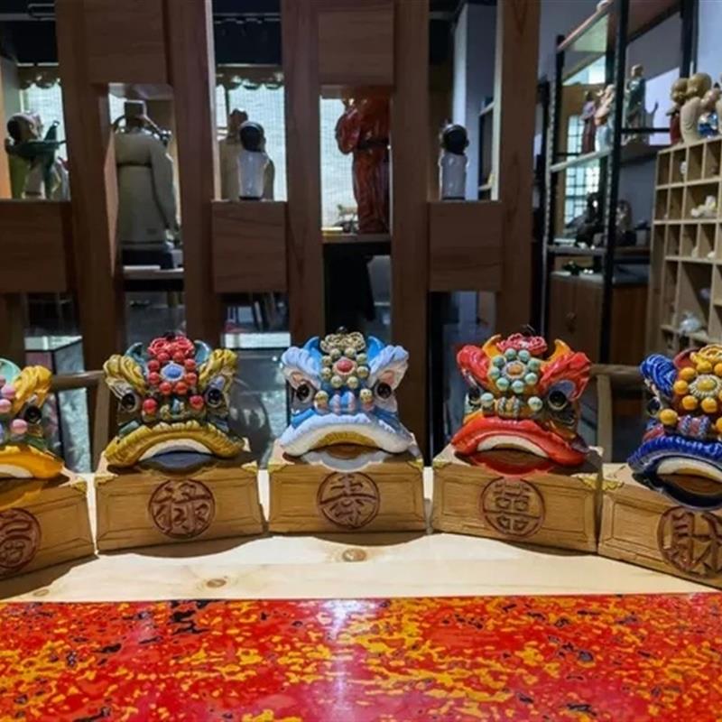 石湾公仔陶瓷醒狮手工摆件饰品旅游手信结婚贺寿伴手礼可爱舞狮子