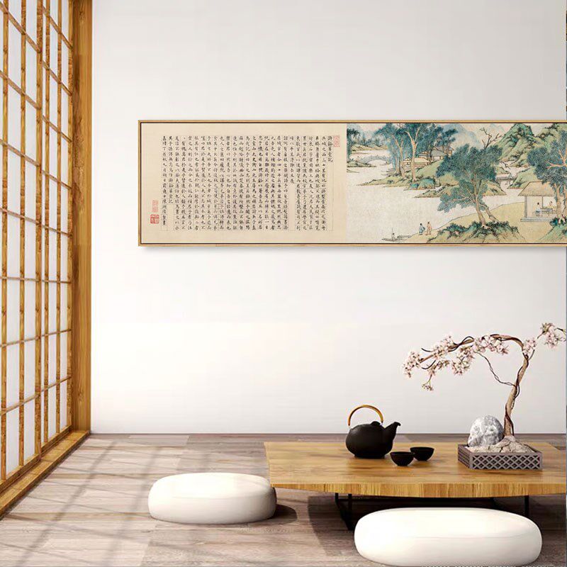 明代文徵明浒溪草堂图山水田园国画新中式意境装饰画茶室古代挂画