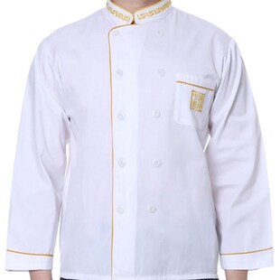 厨师服长袖短袖男女厨师工作服酒店食堂蛋糕房小吃男女白色工作服