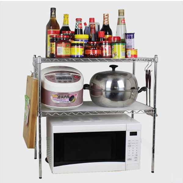 大促 厨房置物架 双层不锈钢微波炉置物架烤箱架微波炉架收纳层架