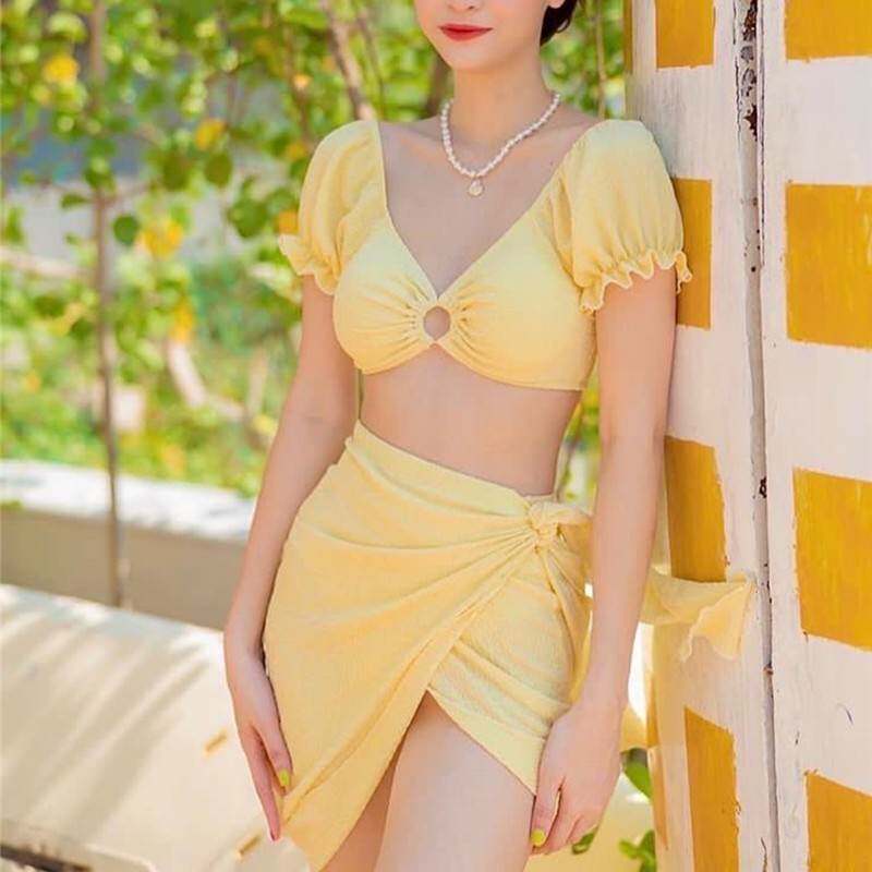 2026新款日韩女分体纯色泳衣比基尼