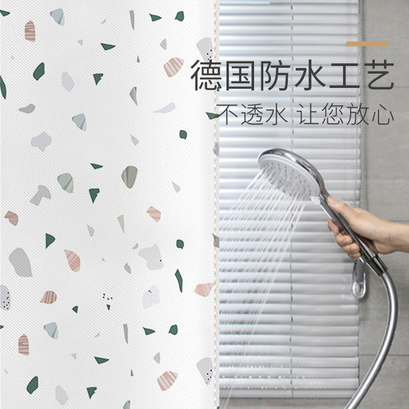 免打孔加厚浴帘套装弧形浴室帘子u型防水布转角卫生间淋浴帘杆L形