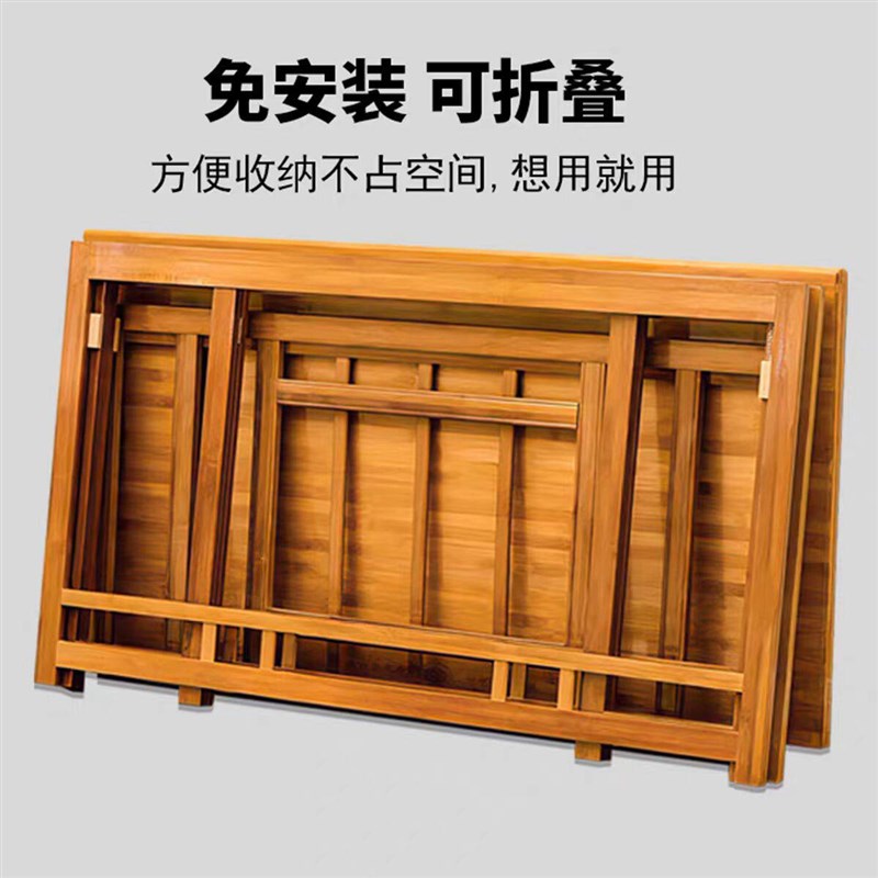 烤火桌家用长方形新款客厅楠竹简易实木可折叠餐桌子取暖桌烤火架