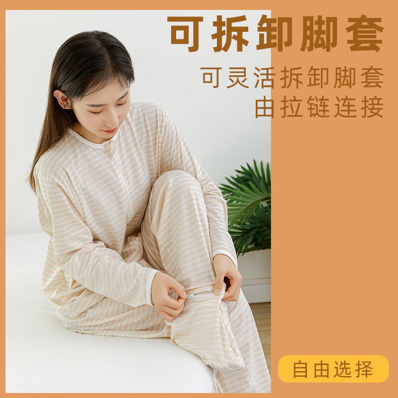 儿童成人彩棉睡袋夏天薄款大童亲子空调房睡衣可拆脚套防踢被神器