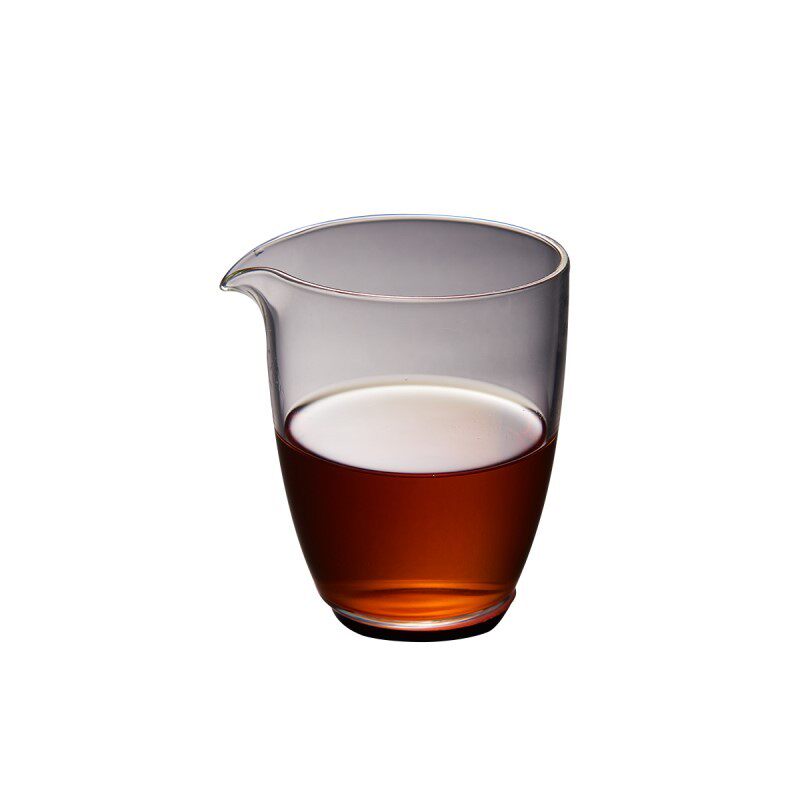 新羽 日式无由玻璃公道杯耐热 红檀木底透明分茶器匀杯 功夫茶器