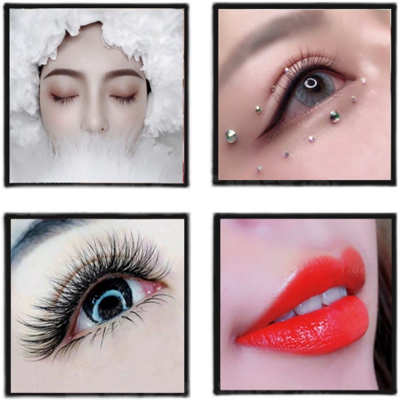 新品眉眼唇组合装饰画纹绣壁画韩式半永久工作室墙画美甲美睫挂画