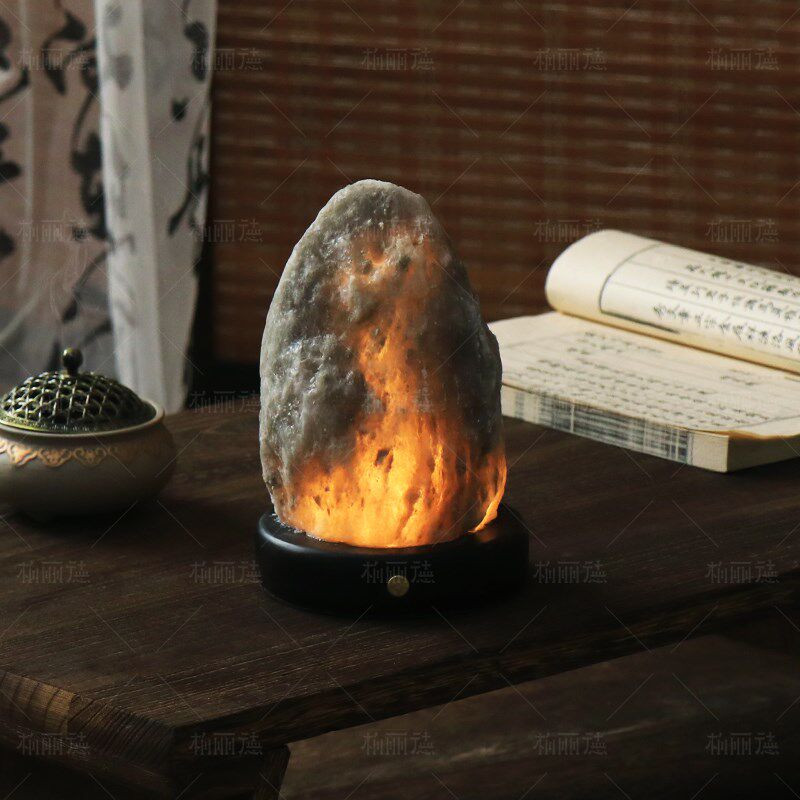 新中式台灯巴基斯坦盐灯喜马拉雅水晶长明灯招财天然小夜灯充电款
