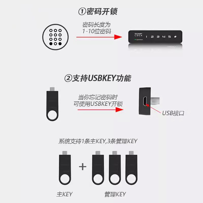 触摸密码抽屉锁储物寄存箱文件柜办公更衣柜密码锁房间办公室家用