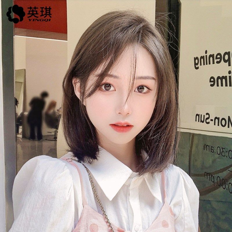 英琪假发女中长发波波头全头套蓬松自然锁骨发全真发网红短发发套