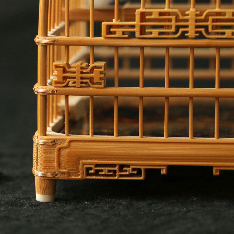 精品徽派名家李永攀纯手工制作方形老玉竹蝈蝈笼竹雕竹制蛐蛐笼子