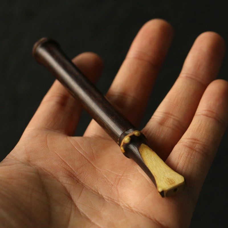 纯手工制作天然紫竹小烟嘴紫竹鞭咬嘴拼接竹制烟具烟斗小把玩件