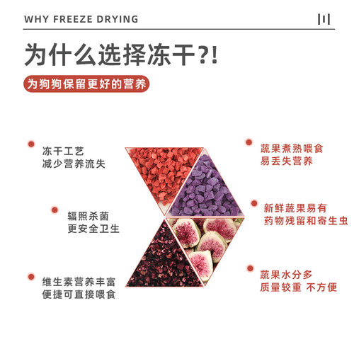 冻干果蔬丁宠物零食拌粮补充营养5种蔬菜4种莓果5种水果组合装20g
