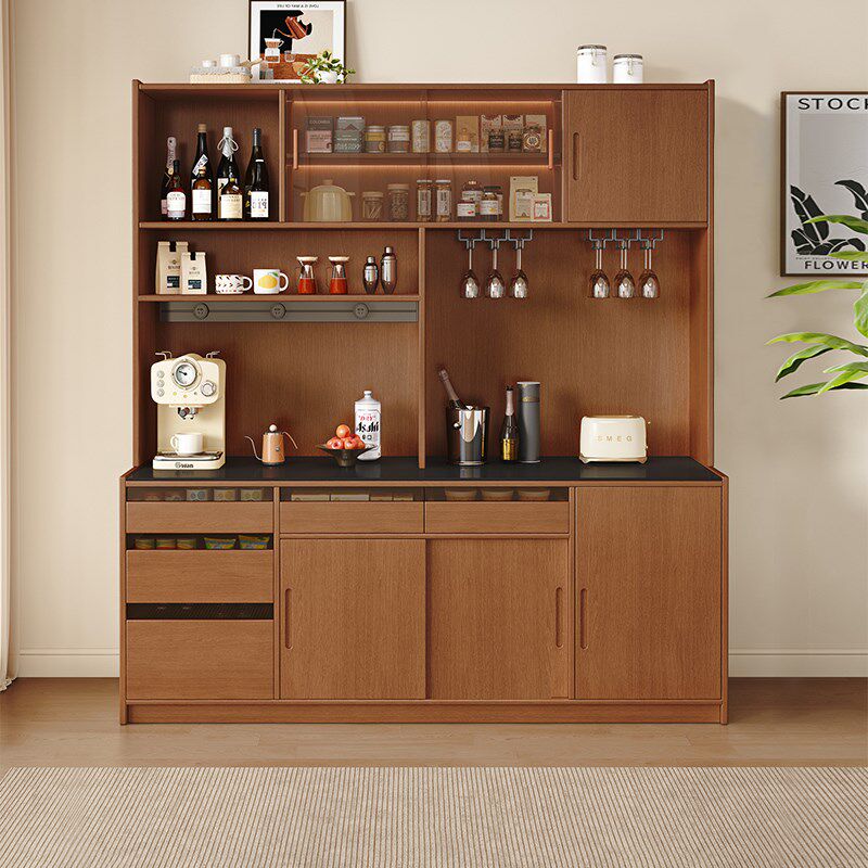 实木餐边柜靠墙一体储物柜子2025新款客厅收纳置物柜咖啡机茶水柜