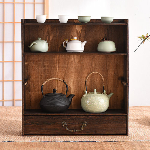 实木茶杯架格子架餐厅多宝格收纳置物搁架咖啡杯茶具储物柜茶叶柜