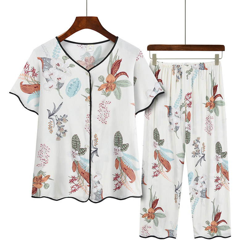 中老年夏季妈妈装薄款开衫上衣两件套奶奶装休闲套装老人夏装衣服