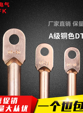 DT-10平方铜鼻线鼻子接线鼻接线端子铜线耳堵油铜接头A级国标