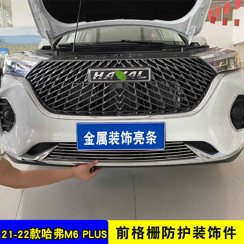 21-22款哈弗M6plus中网改装亮条 汽车前杠专用防护配件装饰防虫网
