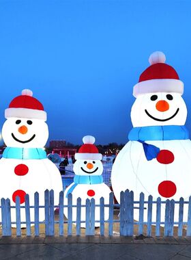 堆雪人超大装饰卡通充闭气模滑雪场店铺商场美陈布置道具拍照打卡