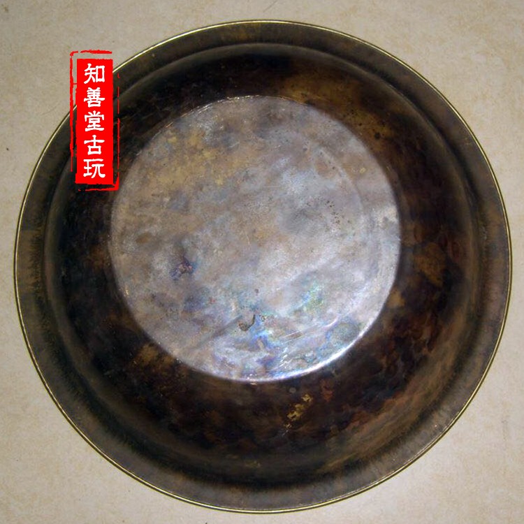 包邮 纯铜手工加厚加深特大号黄铜盆老铜盆 水脸盆洗脚盆花样定做