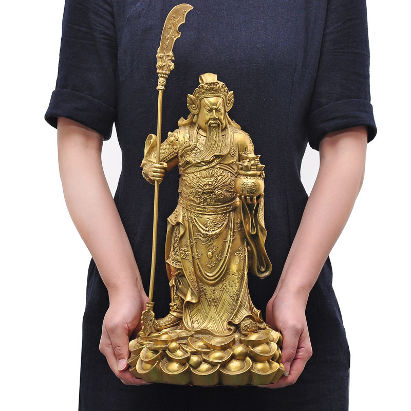 铜托宝关公铜像招财武财神摆件聚宝盆文关公像供奉神像佛像工艺礼