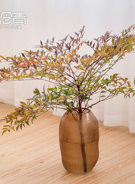 马醉木花瓶摆件雪柳百合专用客厅大肚高级感插花餐桌复古玻璃花瓶