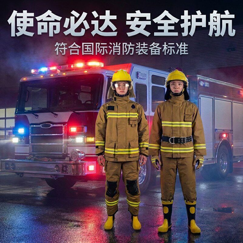 消防服美式防护服分体式芳纶款灭火防护装具欧标战斗服卡其色美版