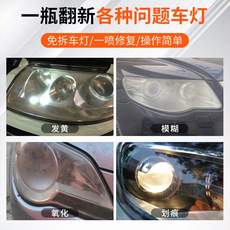 仆旅汽车大灯翻新修复液车灯外壳清洗剂发黄划痕抛光打磨工具套装