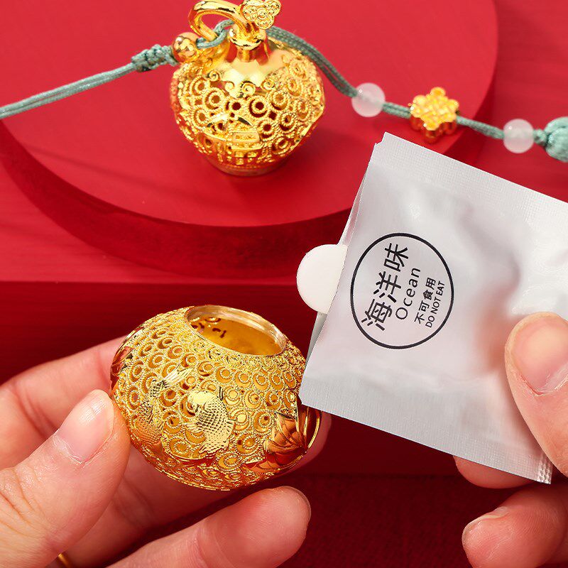 黄铜《金色花丝五福葫芦》摆件吊坠福禄车载挂件包包挂饰礼品