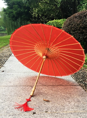 古代防雨挡雨实用红色新娘结婚古典江南油纸伞古风汉服流苏复古伞