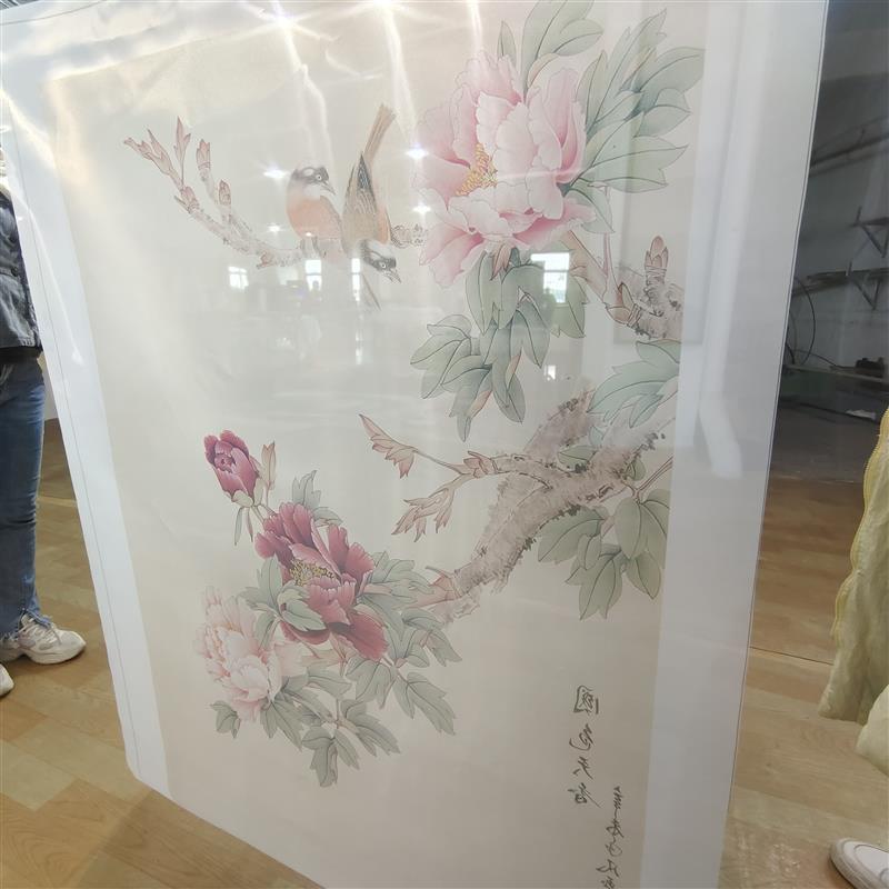 定制超大幅宽不虚边双面半透明纱布画画心芯屏风软帘隔断圆框画用