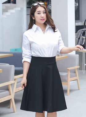 大码半身裙女胖mm秋冬裙子加肥加大高腰a字裙200斤胖妹妹显瘦短裙