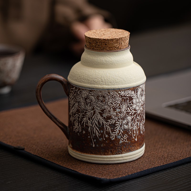 蕴华堂 复古繁花鎏银小暖壶家用陶瓷功夫茶具泡茶壶个人喝茶茶杯