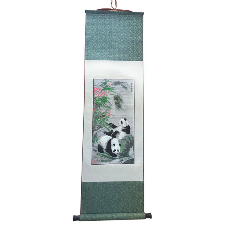 古蜀锦中华瑰宝高山流水四川特色文化手工蜀绣礼物卷轴挂画送老外