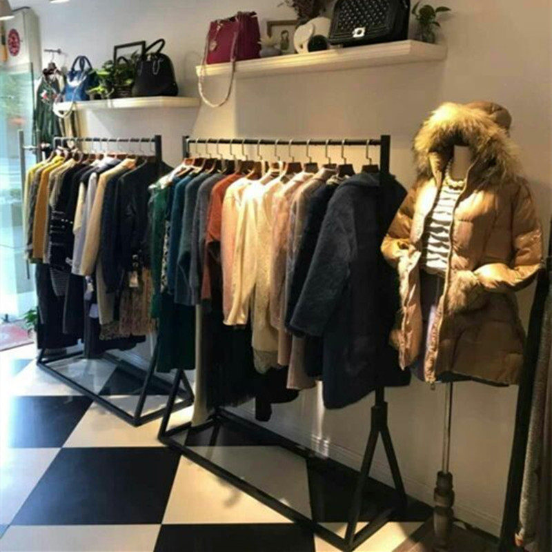 女服装店铺货架方管陈列侧挂架铁艺落地中岛架龙门挂衣架衣服道具