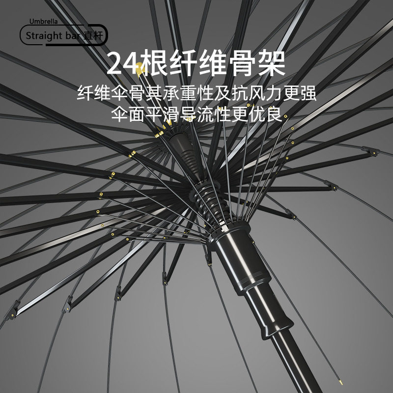 雨伞男士自动24骨长柄直杆加大加固防台风超大号双人加厚直柄大伞