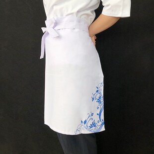 酒店厨师围裙男女过膝中长款围腰半身裙餐厅厨房咖啡服务员工作服