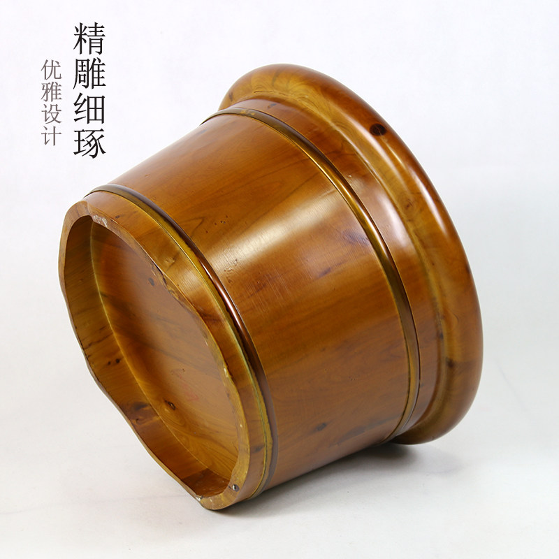 香柏木实木泡脚木桶足浴桶咖啡色洗浴脚盆家用木质洗脚桶木盆