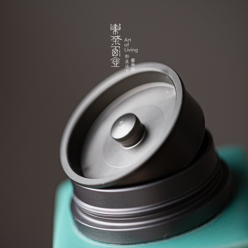 松石绿釉陶瓷茶叶罐小号合金双盖密封罐绣球花茶仓茶盒防潮存茶罐