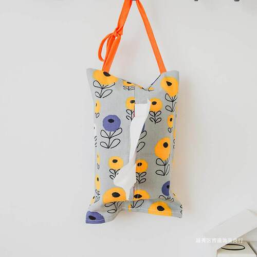 盒丹麦FMF设计田园风纸巾袋车载式椅背纸包布艺可爱家用纸巾抽挂