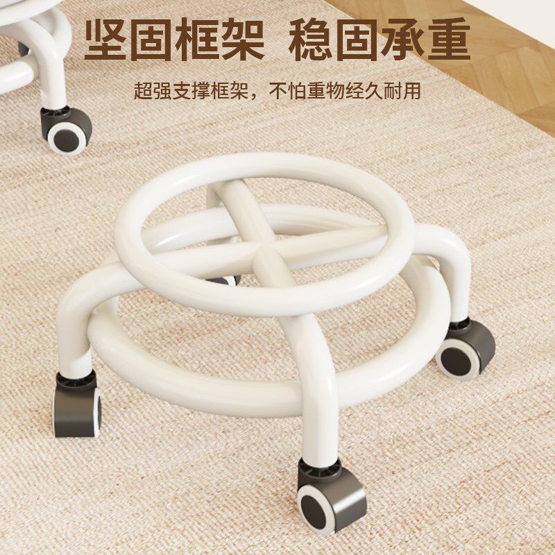家用客厅万向轮小凳n子滚轮靠背矮凳带轮可移动儿童小椅子滑轮凳