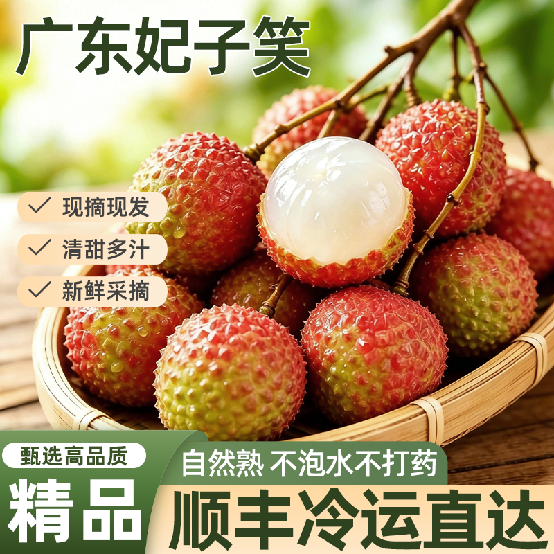 正宗广东妃子笑荔枝新鲜现摘现发核小鲜甜爆汁大果包邮【现货】