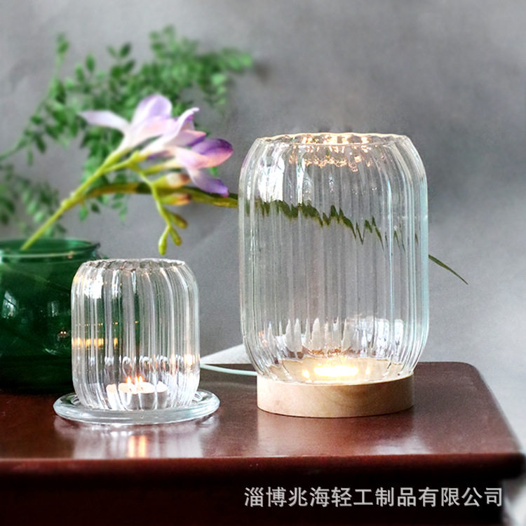 中式玻璃烛台杯防风玻璃罩轻奢香烛台