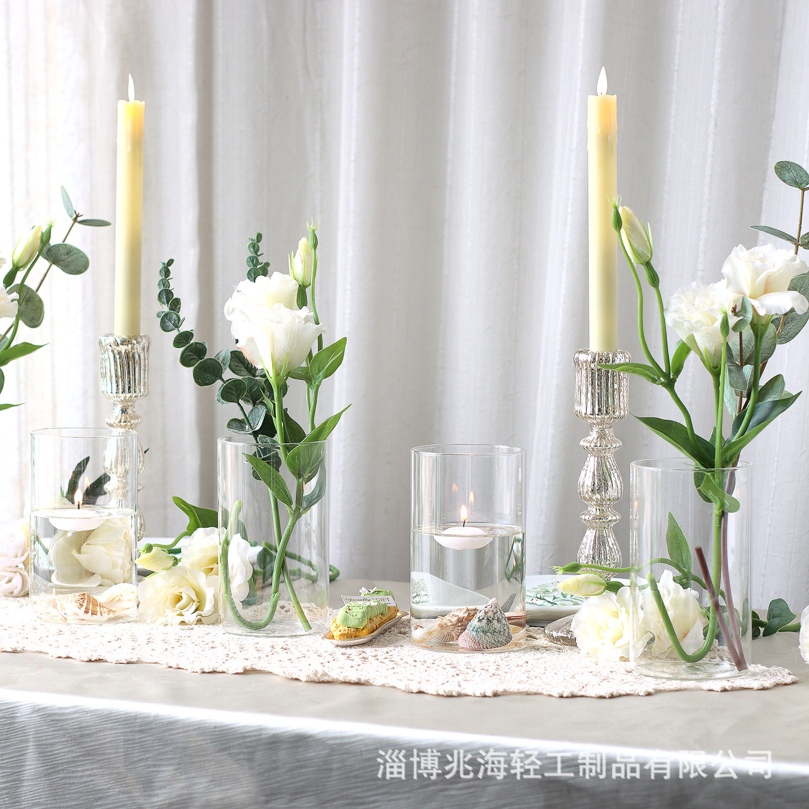 跨境透明高硼硅玻璃直筒花瓶水培花瓶
