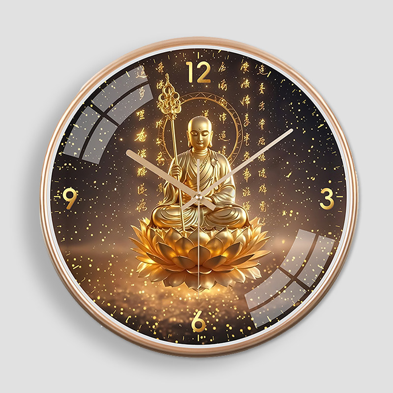森梭佛祖菩萨金莲花座静音挂钟