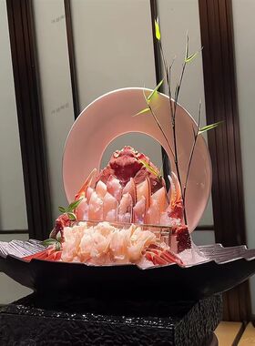高颜值陶瓷刺身火锅拼盘海鲜姿造大碗帝皇蟹三纹鱼意境菜干冰餐具