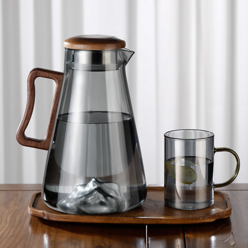 冷水壶家用轻奢大容量泡茶玻璃水壶防爆耐高温客厅凉白开水壶套装