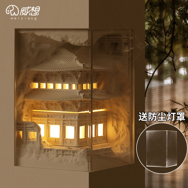 新中式石膏壁灯嵌入式转角墙角走廊楼梯氛围感应灯内嵌预埋壁龛灯