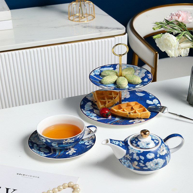 中式喜上眉梢咖啡杯碟礼盒装轻奢马克杯早餐杯子西餐具送长辈朋友